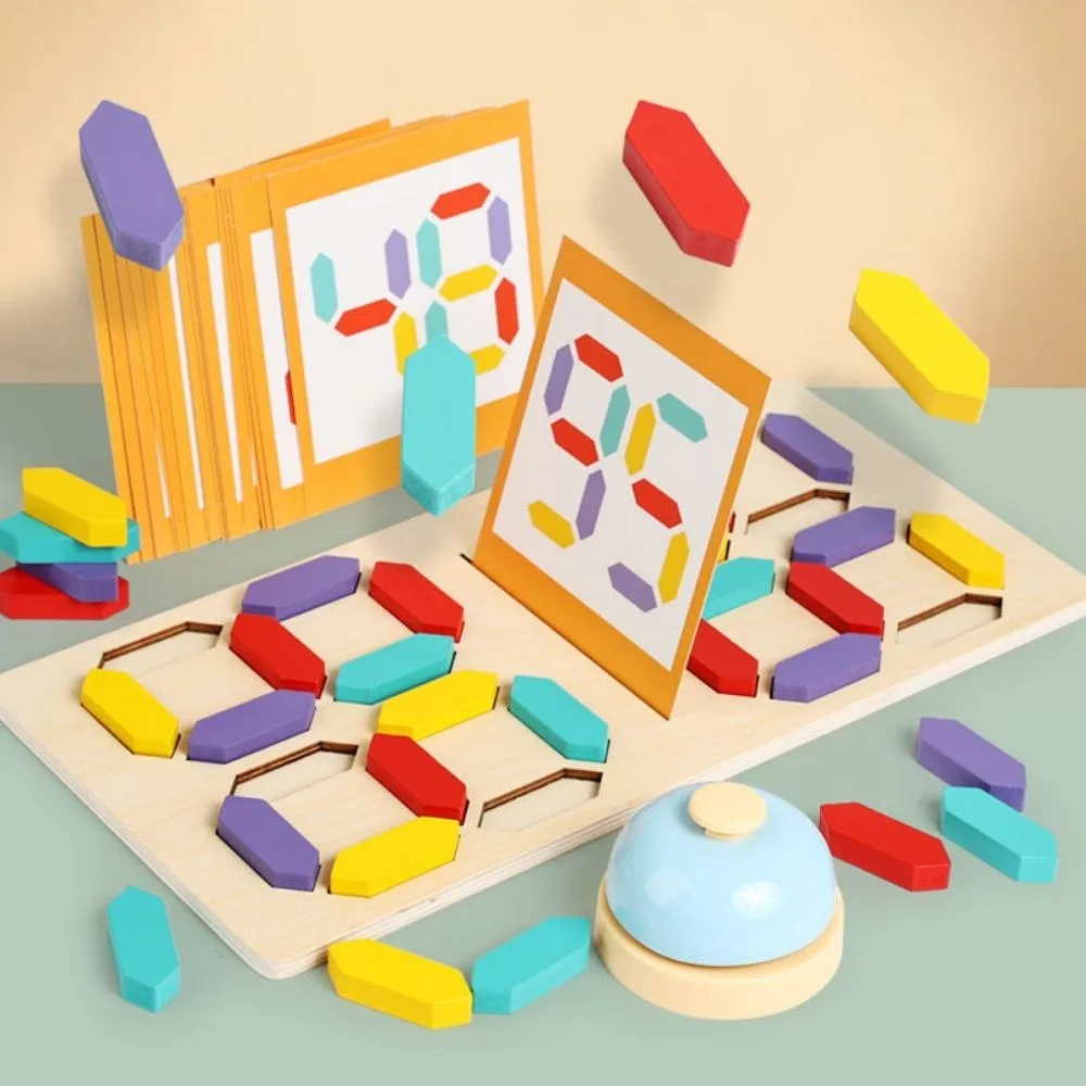 Wooden Pattern Battle Game | 2 Player Speed Matching Board Game with Bell | Brain Development Toy | Age 5+ | Indoor Play - Image 3