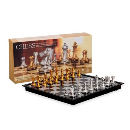 Shopbefikar Magnetic Foldable Chess Board 32x32 cm Premium Gold & Silver Chess Set | Shopbefikar India