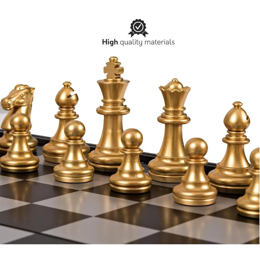 Shopbefikar Magnetic Foldable Chess Board Set | 32x32 cm Premium Chess Set with Storage | Gold & Silver Heavy Pieces | Travel Friendly - Image 5
