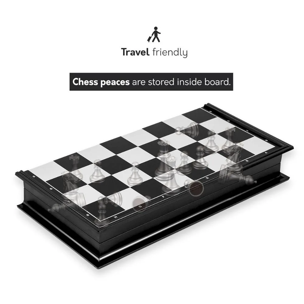 Shopbefikar Magnetic Foldable Chess Board Set | 32x32 cm Premium Chess Set with Storage | Gold & Silver Heavy Pieces | Travel Friendly - Image 4