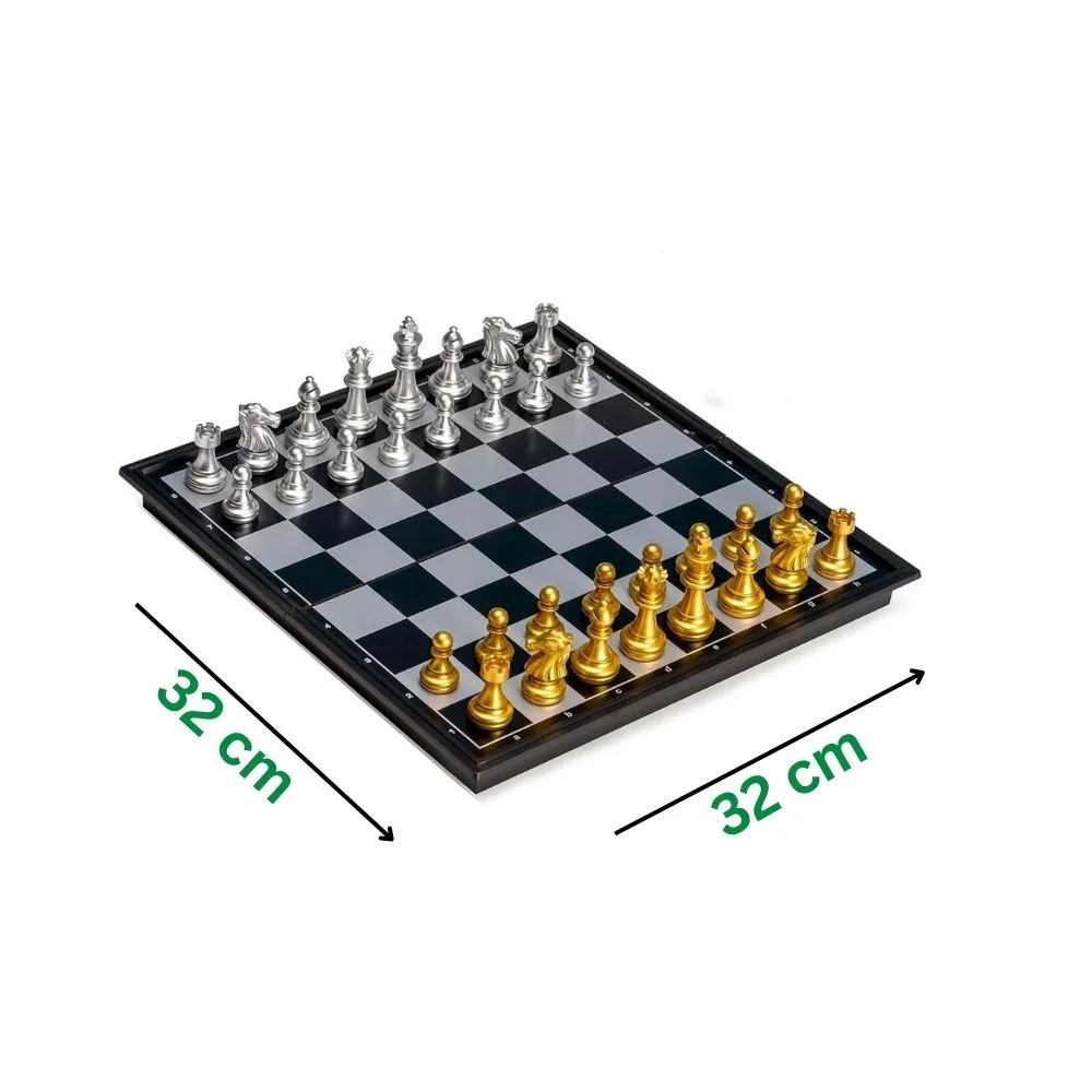 Shopbefikar Magnetic Foldable Chess Board Set | 32x32 cm Premium Chess Set with Storage | Gold & Silver Heavy Pieces | Travel Friendly - Image 3