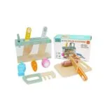 KABI Wooden Knife Playset with Cutting Board & Vegetables 3+ | Pretend Play Kitchen Toy | Shopbefikar India