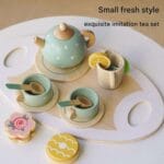 KABI Afternoon Tea Set Wooden Pretend Play Toy | Tea Party Role Play Set | Montessori Kitchen Toy | Age 3+ | Indoor Play - Image 6