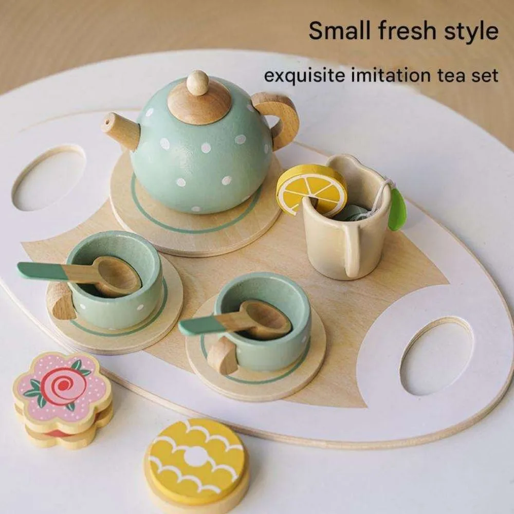 KABI Afternoon Tea Set Wooden Pretend Play Toy | Tea Party Role Play Set | Montessori Kitchen Toy | Age 3+ | Indoor Play - Image 6