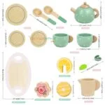 KABI Afternoon Tea Set Wooden Pretend Play Toy | Tea Party Role Play Set | Montessori Kitchen Toy | Age 3+ | Indoor Play - Image 7