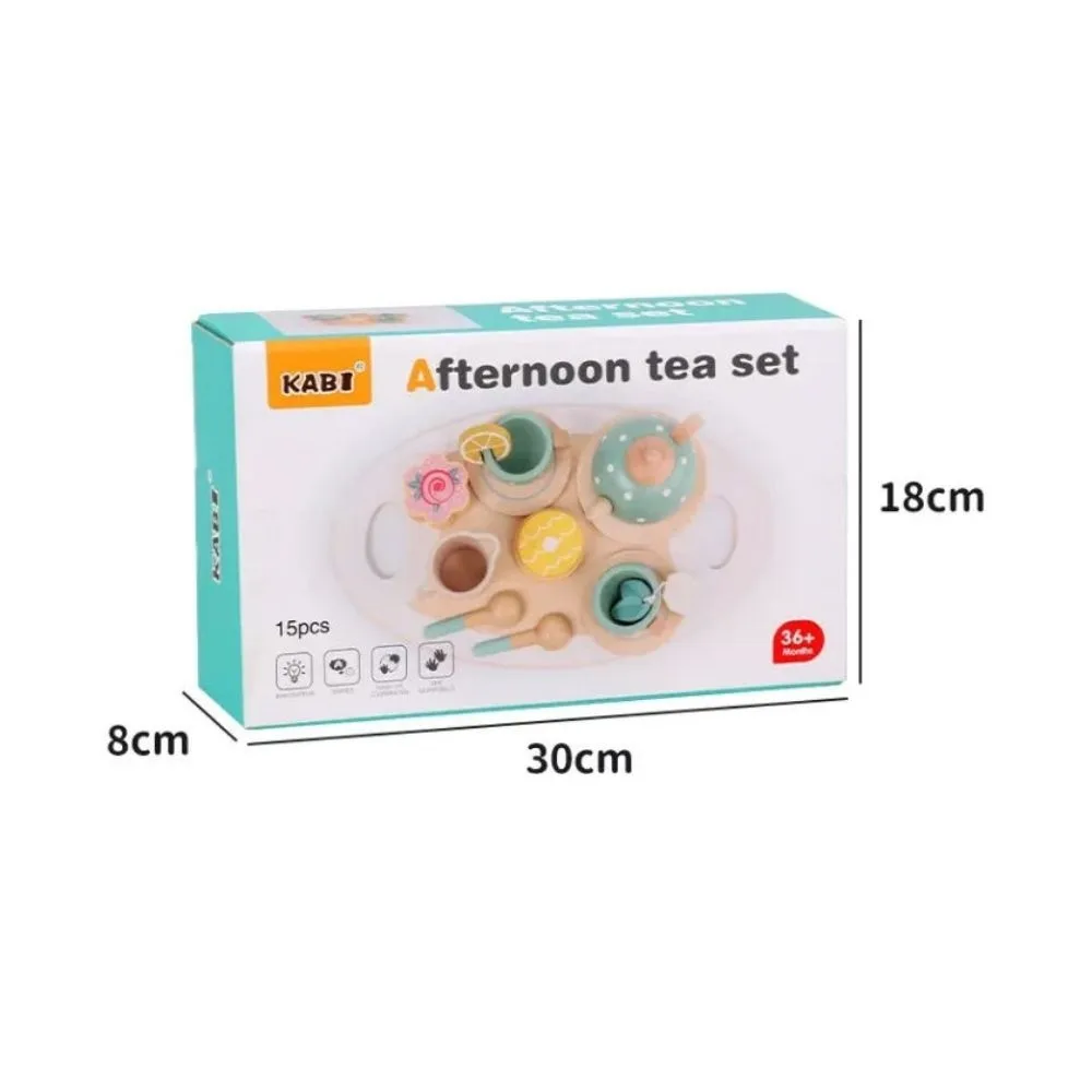 KABI Afternoon Tea Set Wooden Pretend Play Toy | Tea Party Role Play Set | Montessori Kitchen Toy | Age 3+ | Indoor Play - Image 5