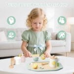 KABI Wooden Lemon Tea Set Pretend Play Toy | Tea Party Role Play Kitchen Set | Montessori Wooden Toy | Age 3+ | Indoor Play - Image 6