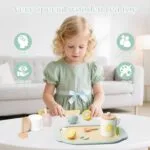 KABI Wooden Lemon Tea Set Pretend Play Toy | Tea Party Role Play Kitchen Set | Montessori Wooden Toy | Age 3+ | Indoor Play - Image 6