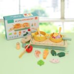 KABI My Little Kitchen Set Wooden Toy | Pretend Play Cooking Set | Montessori Role Play Kitchen | Age 3+ | Indoor Play - Image 6