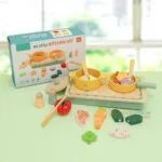 KABI My Little Kitchen Set Wooden Toy | Pretend Play Cooking Set | Montessori Role Play Kitchen | Age 3+ | Indoor Play - Image 6