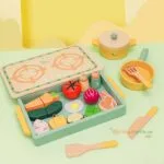 KABI My Little Kitchen Set Wooden Toy | Pretend Play Cooking Set | Montessori Role Play Kitchen | Age 3+ | Indoor Play - Image 3