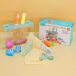 KABI Wooden Knife Playset for Kids | Safe Pretend Cutting Set with Board & Vegetables | Montessori Kitchen Role Play Toy | Age 3+ - Image 5