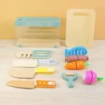 KABI Wooden Knife Playset for Kids | Safe Pretend Cutting Set with Board & Vegetables | Montessori Kitchen Role Play Toy | Age 3+ - Image 3
