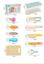 KABI Wooden Knife Playset for Kids | Safe Pretend Cutting Set with Board & Vegetables | Montessori Kitchen Role Play Toy | Age 3+ - Image 2