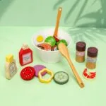 KABI My Favourite Salad Wooden Pretend Play Toy | Salad Bowl Set for Kids | Montessori Role Play Food | Age 3+ | Indoor Play - Image 7