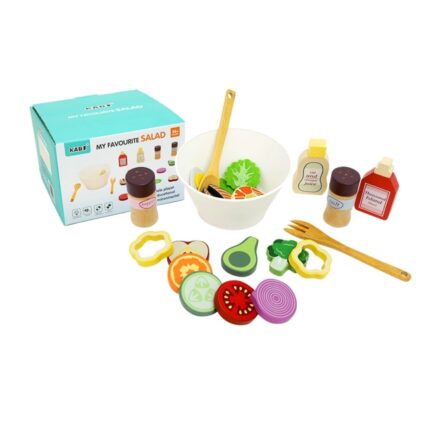 KABI My Favourite Salad Wooden Pretend Food Bowl Toy 3+ | Shopbefikar India