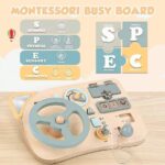 Wooden Driving Busy Board for Toddlers | Steering Wheel Interactive Learning Toy | Montessori Car Dashboard Pretend Play | Age 2–5 Years - Image 10