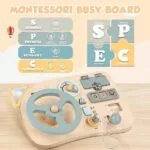 Wooden Driving Busy Board for Toddlers | Steering Wheel Interactive Learning Toy | Montessori Car Dashboard Pretend Play | Age 2–5 Years - Image 10