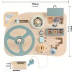 Wooden Driving Busy Board for Toddlers | Steering Wheel Interactive Learning Toy | Montessori Car Dashboard Pretend Play | Age 2–5 Years - Image 9