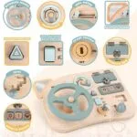 Wooden Driving Busy Board for Toddlers | Steering Wheel Interactive Learning Toy | Montessori Car Dashboard Pretend Play | Age 2–5 Years - Image 8