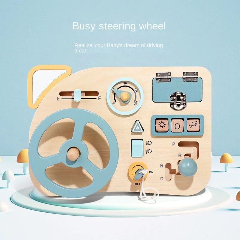 Wooden Driving Busy Board for Toddlers | Steering Wheel Interactive Learning Toy | Montessori Car Dashboard Pretend Play | Age 2–5 Years - Image 7