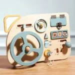 Wooden Driving Busy Board for Toddlers | Steering Wheel Interactive Learning Toy | Montessori Car Dashboard Pretend Play | Age 2–5 Years - Image 4