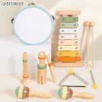 Vintage Wooden Music Set for Kids | Multi Instrument Musical Toy Kit | Xylophone, Tambourine & Maracas | Age 3+ | Montessori Learning - Image 2