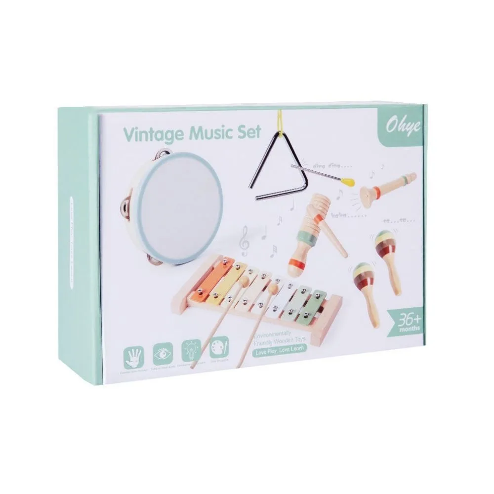 Vintage Wooden Music Set for Kids | Multi Instrument Musical Toy Kit | Xylophone, Tambourine & Maracas | Age 3+ | Montessori Learning - Image 6