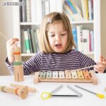 Vintage Wooden Music Set for Kids | Multi Instrument Musical Toy Kit | Xylophone, Tambourine & Maracas | Age 3+ | Montessori Learning - Image 3