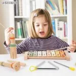 Vintage Wooden Music Set for Kids | Multi Instrument Musical Toy Kit | Xylophone, Tambourine & Maracas | Age 3+ | Montessori Learning - Image 3