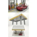 CCA Shell Gas Station Model with 1:64 Porsche Car | Licensed Diecast Display Set | Assembly Playset | Collectible Toy - Image 2