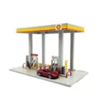 CCA Shell Gas Station Model with 1:64 Porsche Diecast Car | Licensed Display Playset | Shopbefikar India
