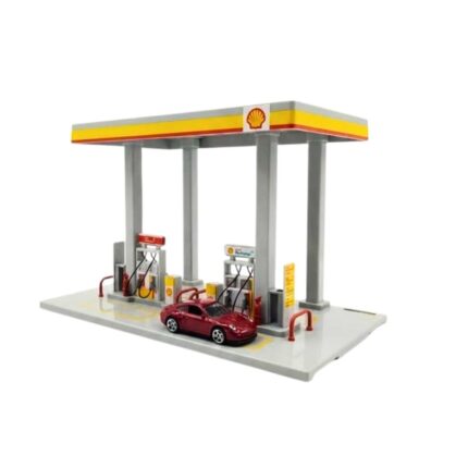CCA Shell Gas Station Model with 1:64 Porsche Diecast Car | Licensed Display Playset | Shopbefikar India