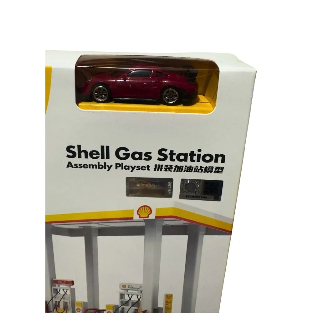 CCA Shell Gas Station Model with 1:64 Porsche Car | Licensed Diecast Display Set | Assembly Playset | Collectible Toy - Image 4