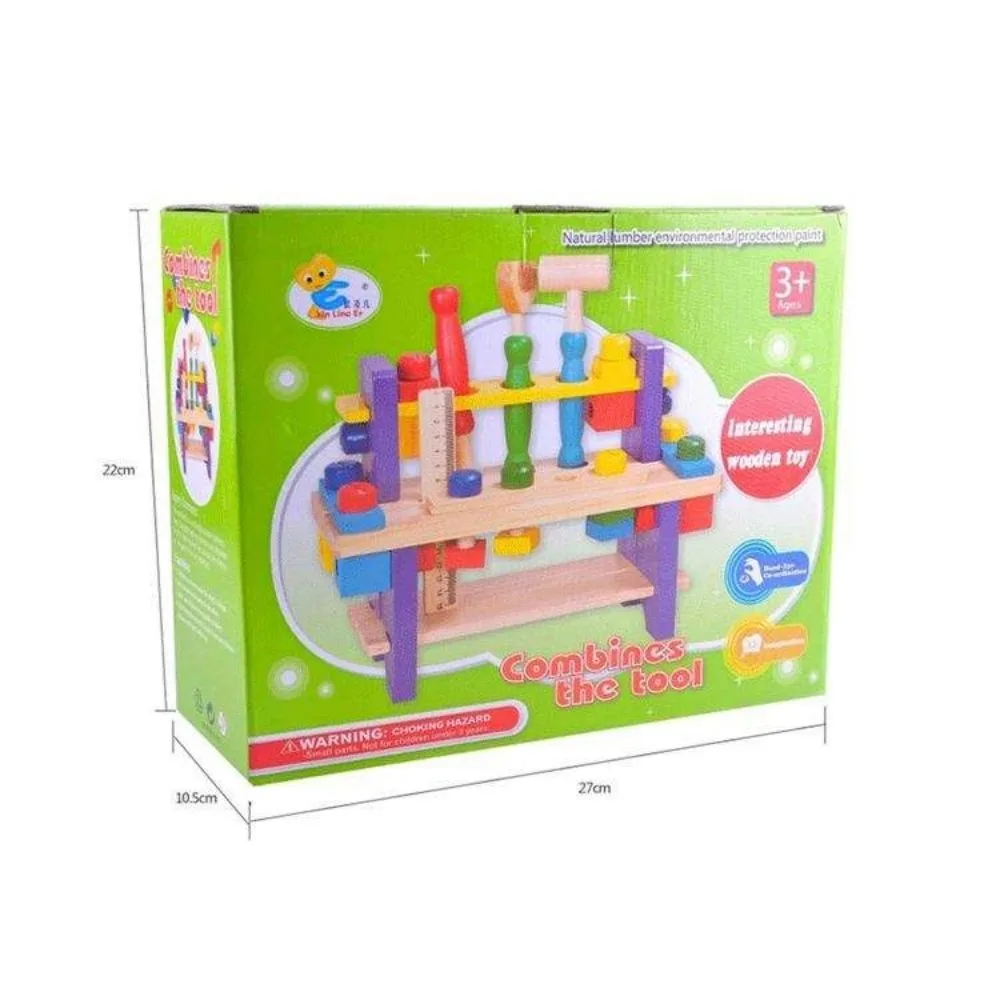 Kids Wooden Tool Bench Puzzle Set | Nuts & Bolts Construction Toy | Educational Montessori Playset | 3+ Years - Image 3