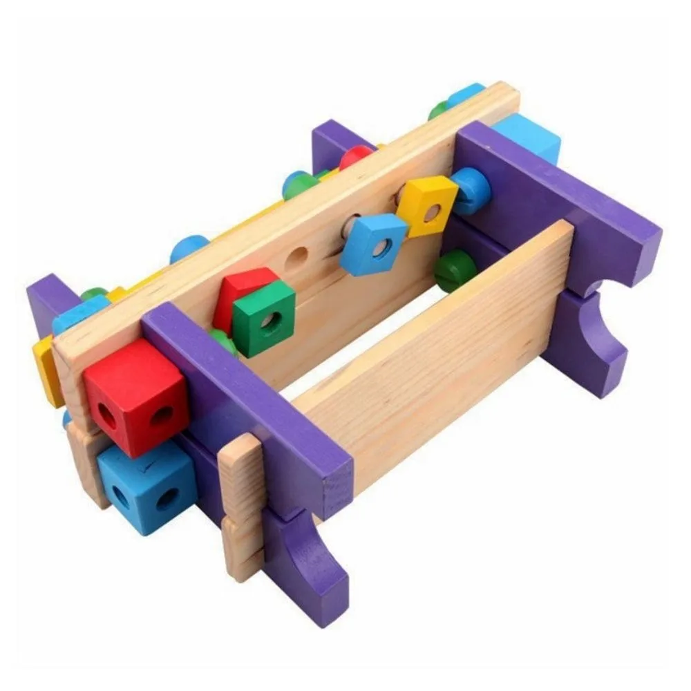 Kids Wooden Tool Bench Puzzle Set | Nuts & Bolts Construction Toy | Educational Montessori Playset | 3+ Years - Image 6
