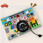 Montessori Steering Wheel Busy Board | Wooden Driving Activity Toy | Preschool Learning Toy | 3+ Years - Image 2