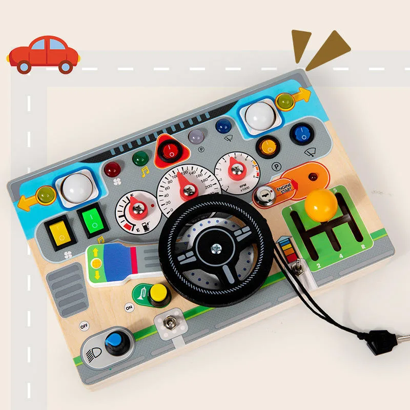 Montessori Steering Wheel Busy Board | Wooden Driving Activity Toy | Preschool Learning Toy | 3+ Years - Image 2