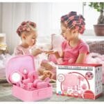 Pink Wooden Makeup Toy Set for Girls | Pretend Play Cosmetic Kit | Travel Case | Dress-Up Role Play | 3+ Years - Image 2