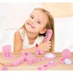 Pink Wooden Makeup Toy Set for Girls | Pretend Play Cosmetic Kit | Travel Case | Dress-Up Role Play | 3+ Years - Image 8