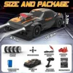 1:16 RC Drift Car 4WD | 50km/h Dodge Challenger Style Muscle Car | Gyro, LED Lights & Drift Tires | Pro Racing Car - Image 8