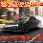 1:16 RC Drift Car 4WD | 50km/h Dodge Challenger Style Muscle Car | Gyro, LED Lights & Drift Tires | Pro Racing Car - Image 5