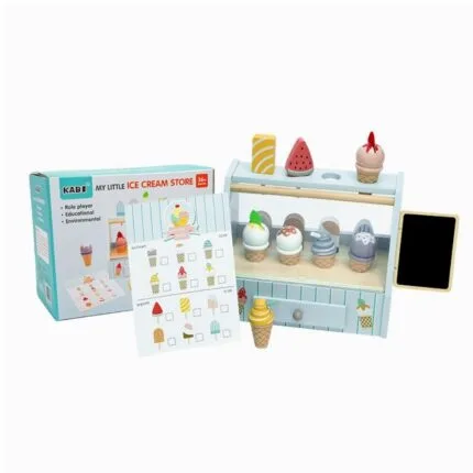 KABI My Little Ice Cream Store Wooden Pretend Play Toy | Kids Ice Cream Shop Role Play Set | Educational Toy | Shopbefikar India