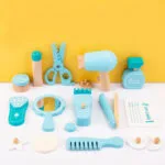 Kids Wooden Hair Salon Playset | 18 PCS Barber Pretend Play Kit | Wooden Beauty & Styling Toy Set | 3+ Years - Image 7
