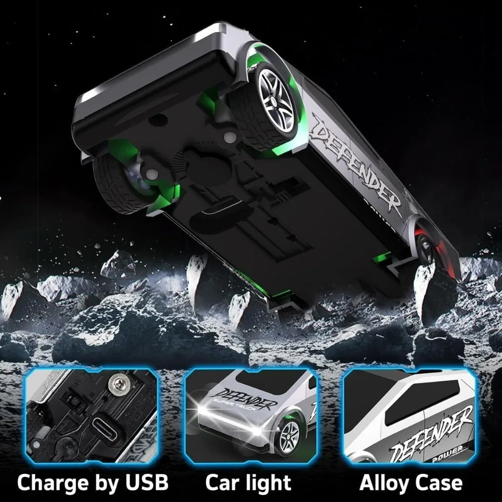 Mini Tesla Cybertruck RC Car 1:64 | 2.4GHz Remote Control | 3-Speed Metal Model | Pocket Size Toy | 6+ Age - Image 3