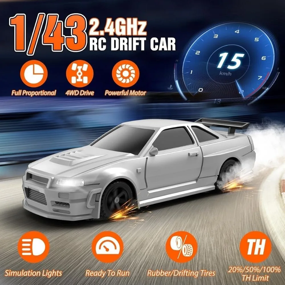 1:43 Scale RC Drift Race Car | 4WD Mini Drift Racing Car with Gyro | Remote Control Drift Vehicle | Age 14+ - Image 5
