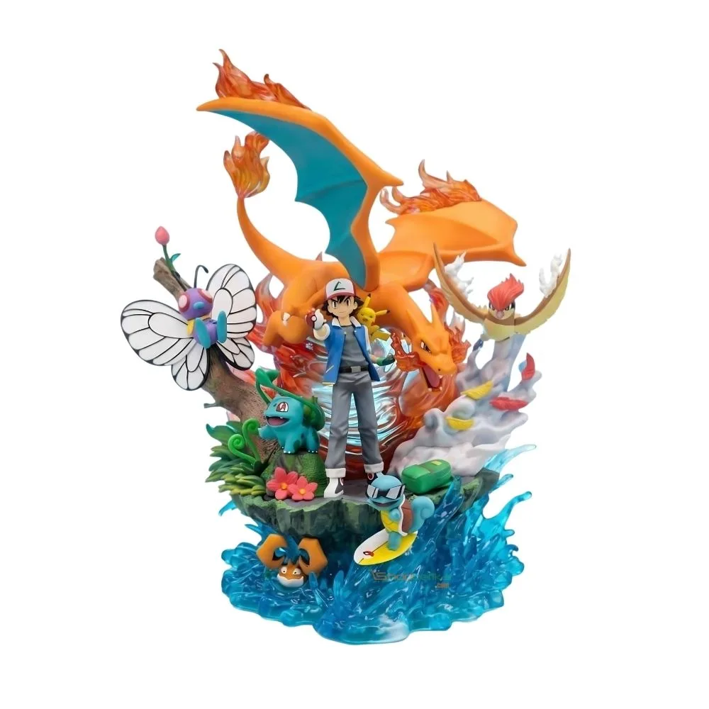 Ash & Pokémon Team LED Anime Figure | Pokémon Collectible Statue with Lights | Shopbefikar