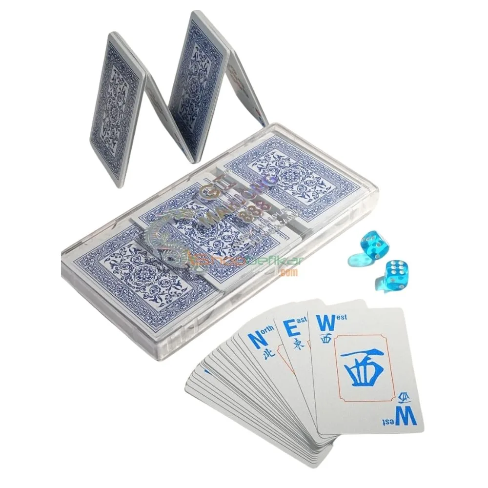 Mahjong Playing Cards Set | 165 Waterproof Plastic Cards with 2 Dice | Family Game | 2–4 Players | 30–60 Min - Image 3