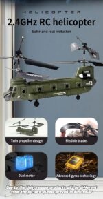 Syma S026H Boeing CH-47 Chinook Remote Control Helicopter — 1:47 Scale Twin Rotor RC Aircraft - Image 3