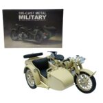 1:10 Scale Vintage Military Motorcycle with Sidecar | Die-Cast Metal Collectible Model | Classic Army Bike Display Piece